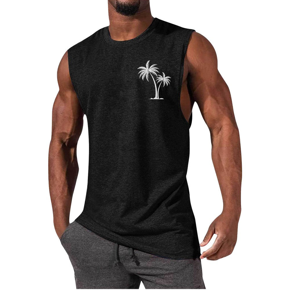 Men Vest Summer Beach Tank Tops Workout Fitness T-Shirt