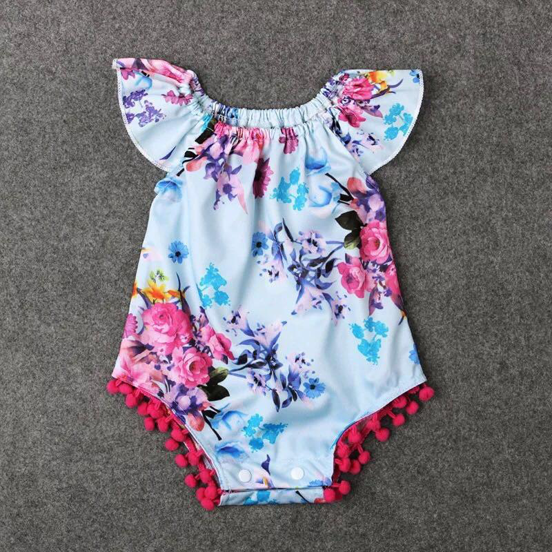 Summer Baby Crawling Clothes Girls Floral Jumpsuit Children's Clothing