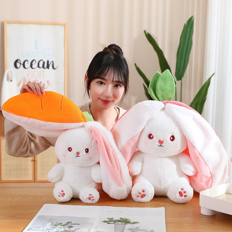 Kawaii Fruit Transfiguré Lapin Peluche Jouet Mignon Carotte Fraise Se Transformer En Lapin En Peluche Jouet Enfants Anniversaire/ Noël