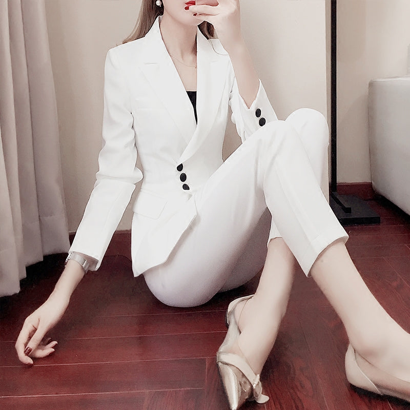 Women white Slim Pant Suits