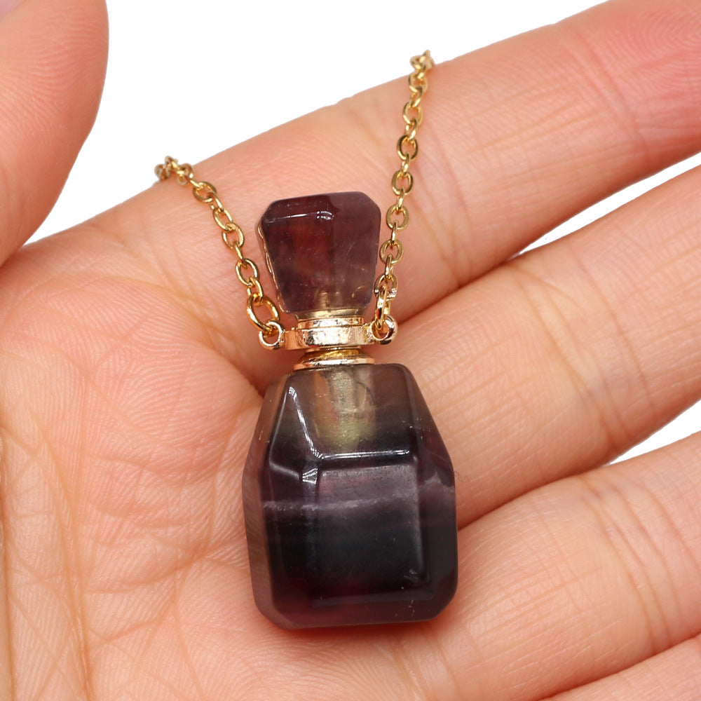 Exquisite Natural Stone Necklace Perfume Bottle Pendant