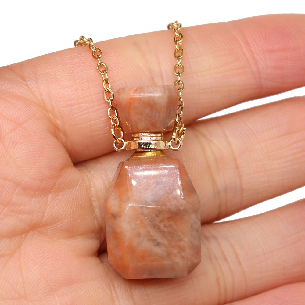 Exquisite Natural Stone Necklace Perfume Bottle Pendant