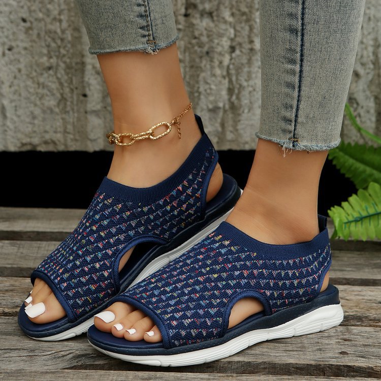 Peep-toe Sandals For Sports Summer Heart-shaped Print Mesh Shoes Women