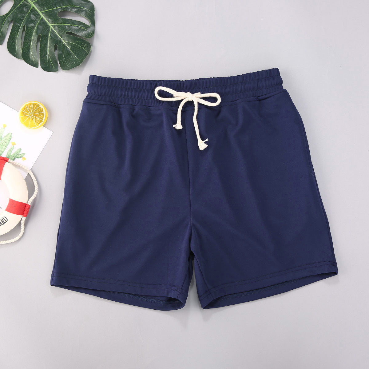 Beach Style Men's Swimming Shorts Solid Color Shorts Men