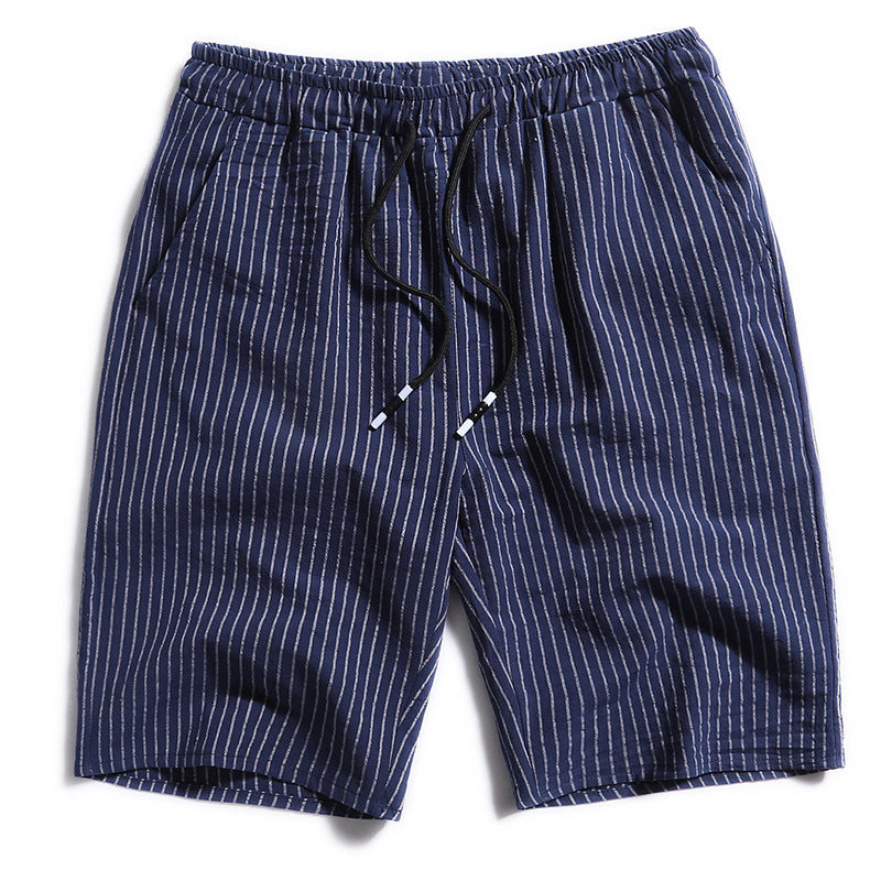 New Men's Cotton Five-Point Pants Striped Shorts Men