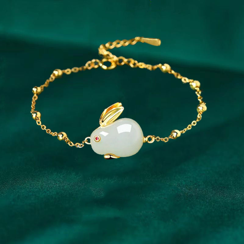 Lovely Rabbit Bracelet For Women Girl Festival Gift Tiger Stone Link Chain Jewelry Accessories