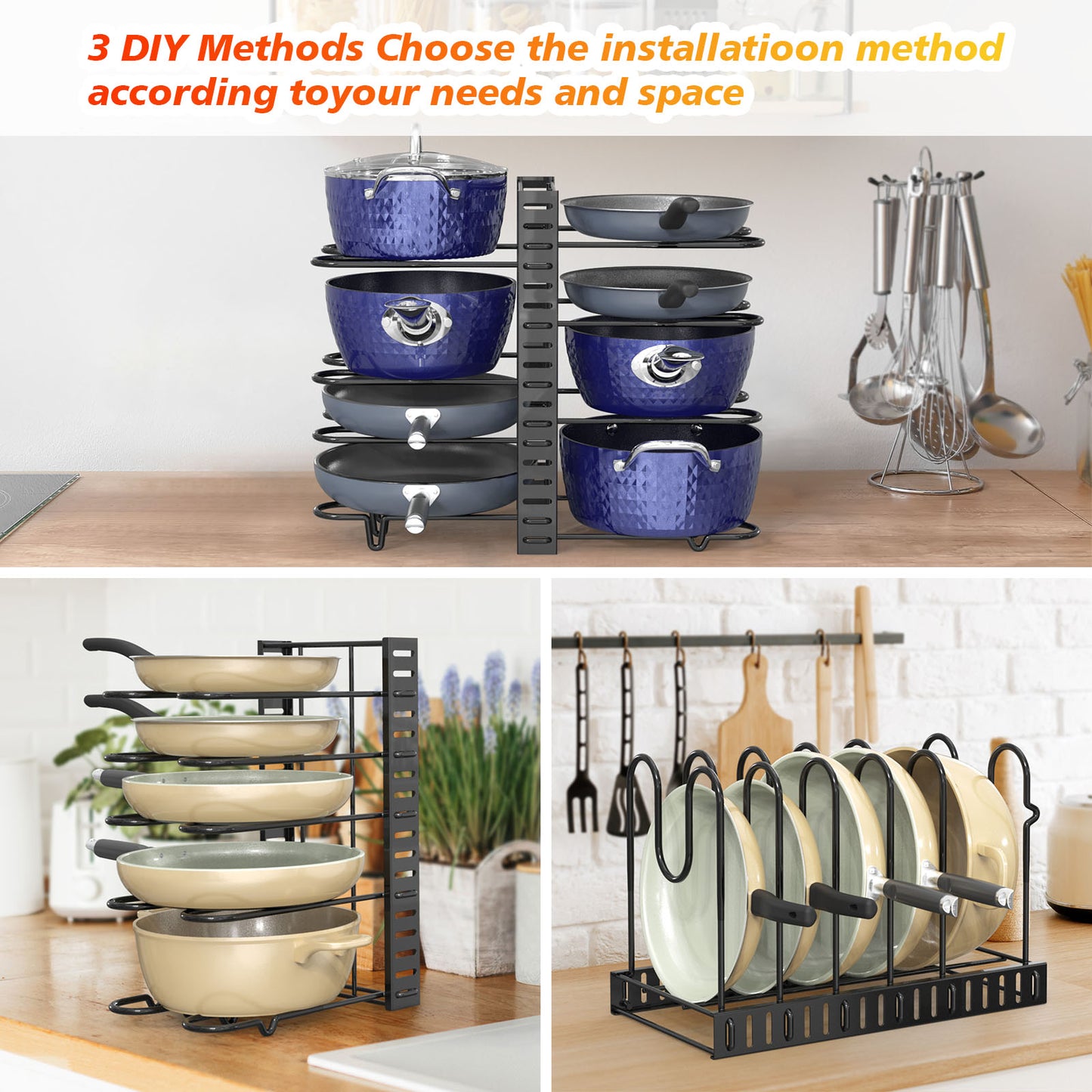 Pot And Pan Organizer, Pot Lid Holders & Pan Rack