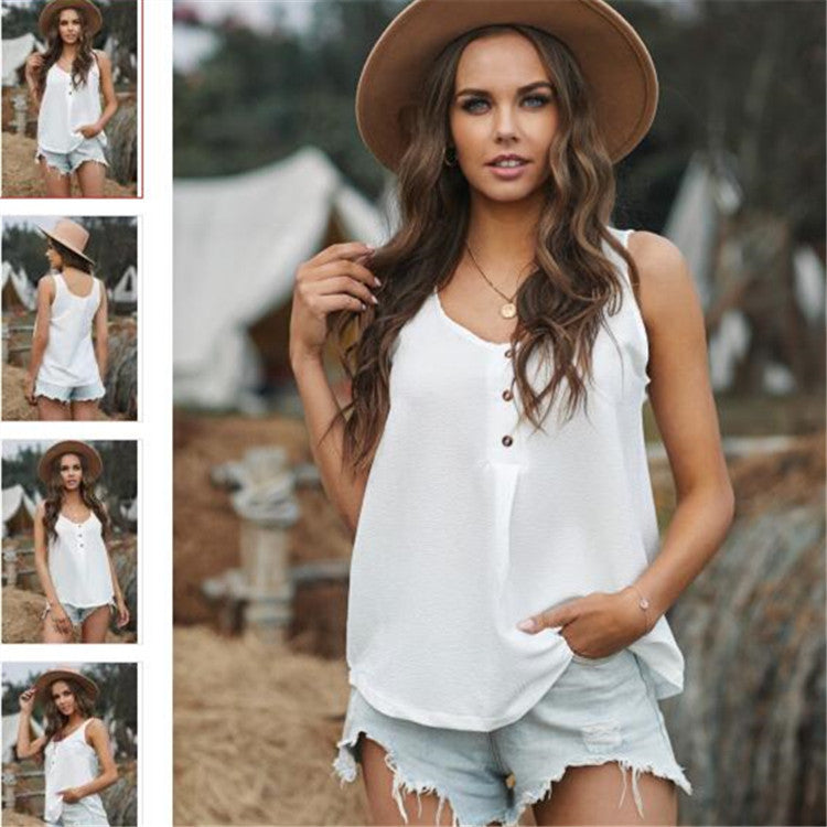 Solid Color Simple T-shirt Vest Women's Clothing