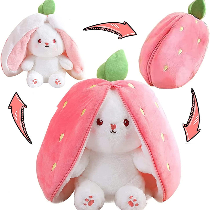 Kawaii Fruit Transfiguré Lapin Peluche Jouet Mignon Carotte Fraise Se Transformer En Lapin En Peluche Jouet Enfants Anniversaire/ Noël