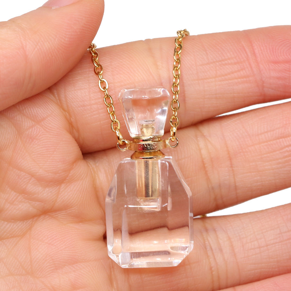 Exquisite Natural Stone Necklace Perfume Bottle Pendant