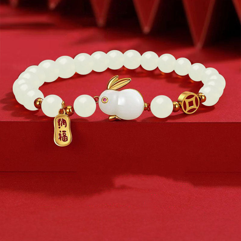 Lovely Rabbit Bracelet For Women Girl Festival Gift Tiger Stone Link Chain Jewelry Accessories