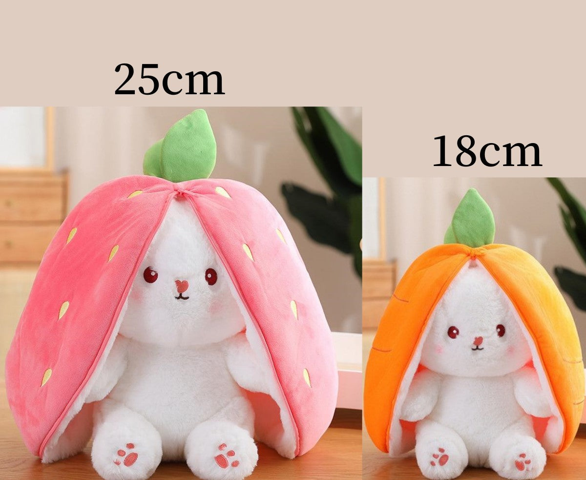 Kawaii Fruit Transfiguré Lapin Peluche Jouet Mignon Carotte Fraise Se Transformer En Lapin En Peluche Jouet Enfants Anniversaire/ Noël