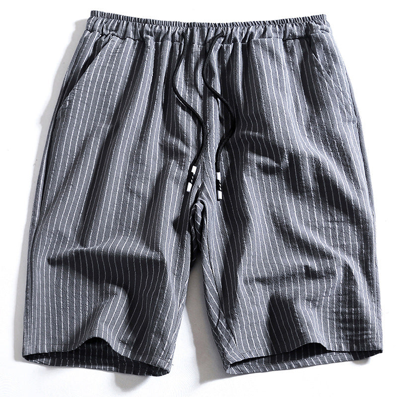 New Men's Cotton Five-Point Pants Striped Shorts Men