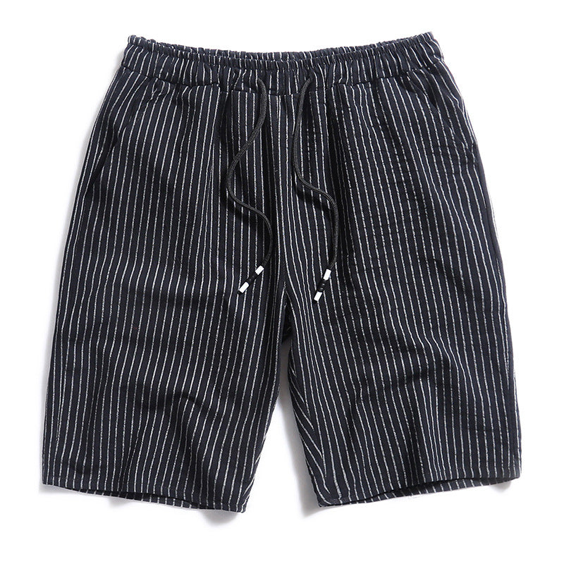 New Men's Cotton Five-Point Pants Striped Shorts Men