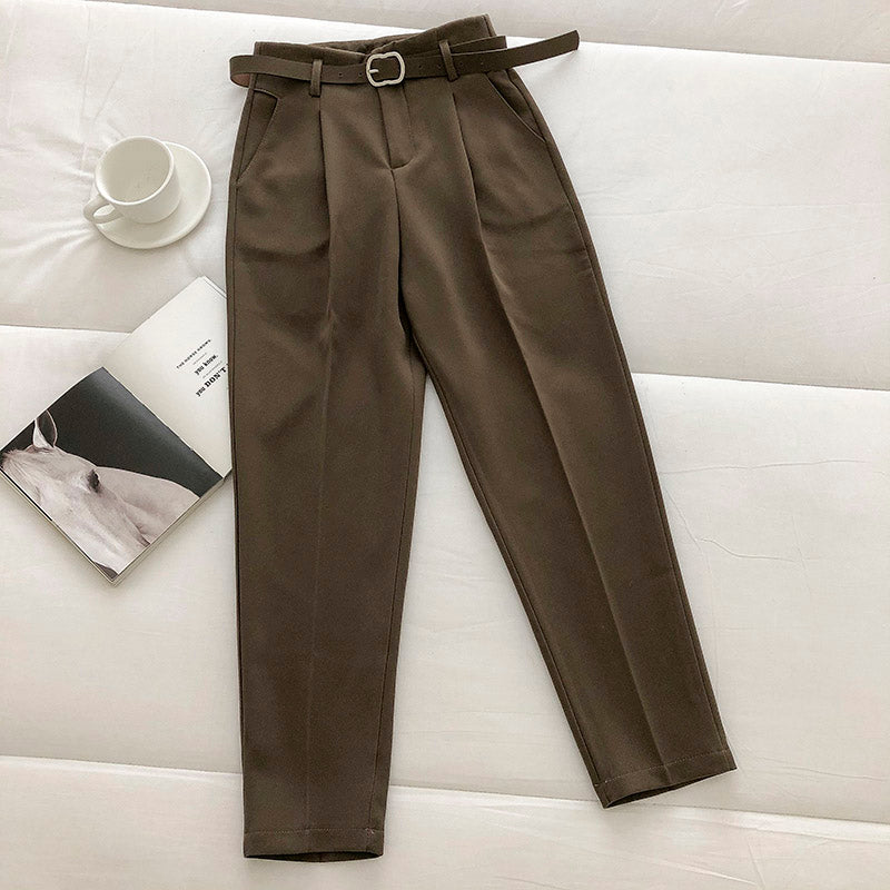 Casual Solid Color Harem Pants Women With Belt