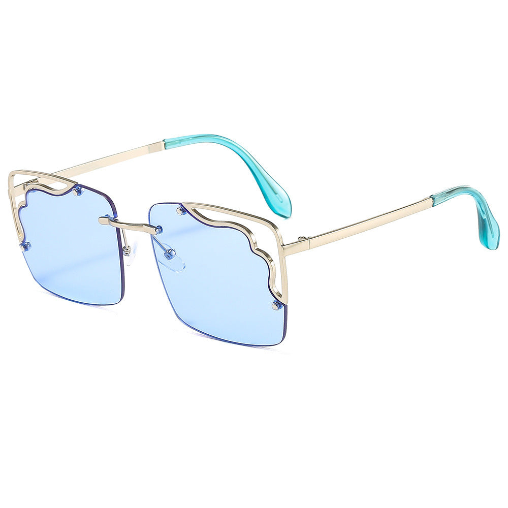 Women Fashion Half Frame Personality Hollow Metal Sunglasses