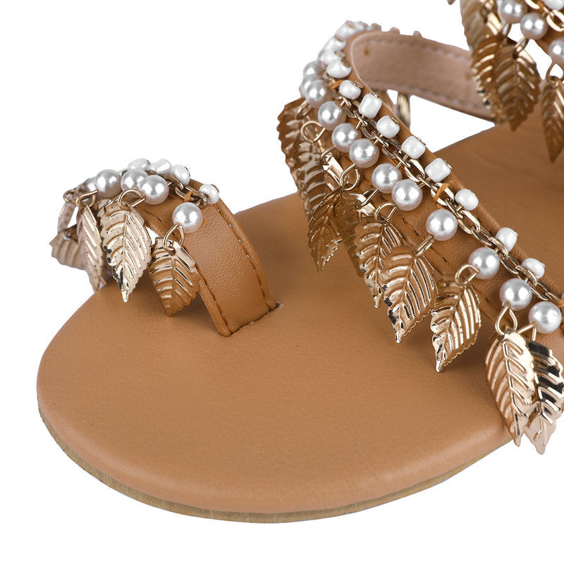 One Word Buckle Rhinestone Sweet Sandals Women