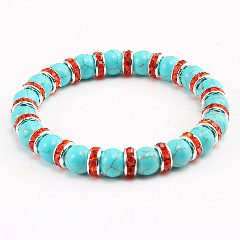 Blue Beaded Bracelet Charm Natural Stone Crystal Septa Stretch Women Bracelets & Bangles Fashion Yoga Jewelry Couple Gifts