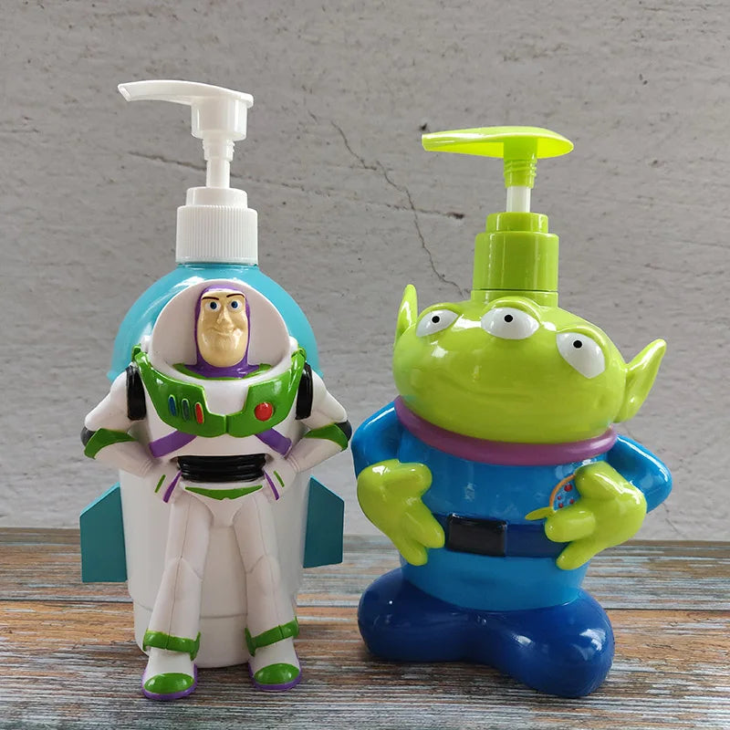 Toy Story Spiderman 320ml Shampoo Bottle  Movie Woody Buzz Lightyear Alien Model Toy Box lotion hand soap bottled