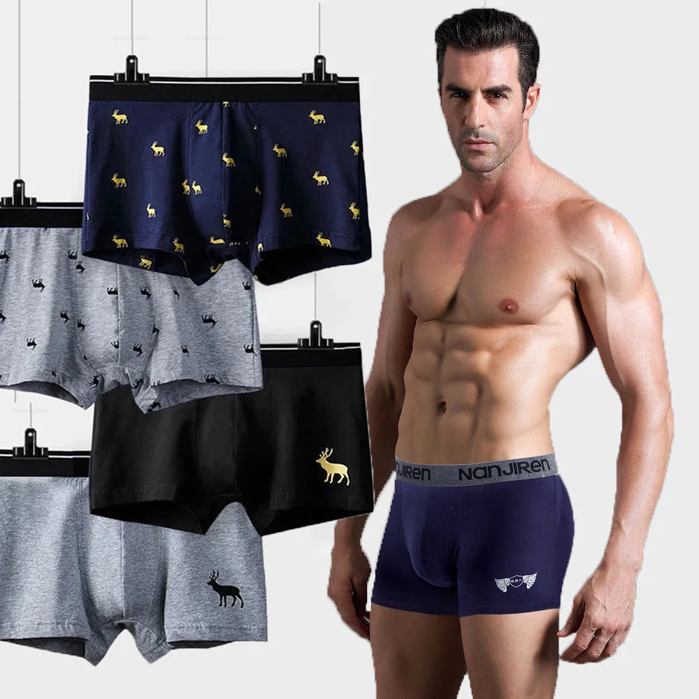 4pcs/Lot Boxershorts Men Underpants man Male Panties Men Boxer Underwear 100% Cotton Homme Calzoncillos Calecon Plus Size