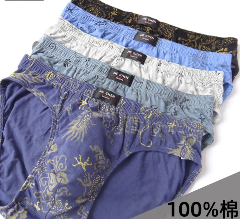 100% Cotton Briefs Mens Comfortable Underpants Man Underwear M/L/XL/2XL/3XL/4XL/5XL 5pcs/Lot Free & Drop Shipping