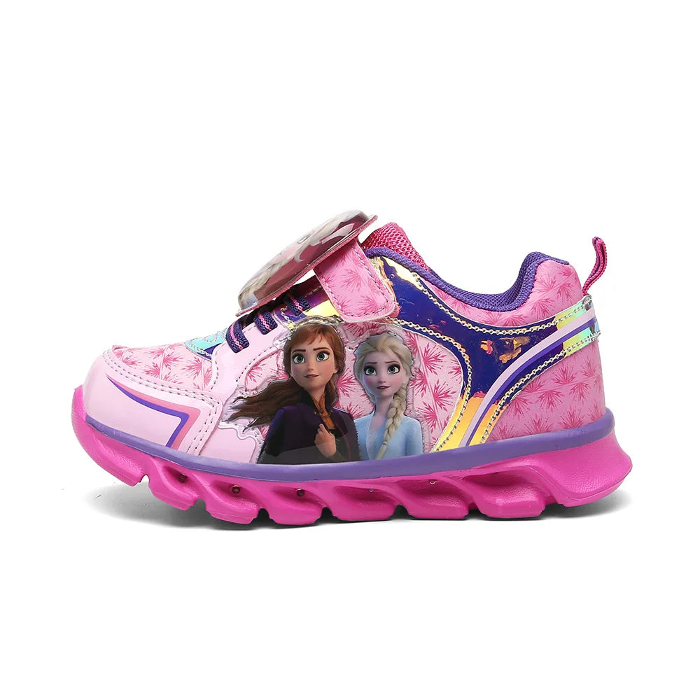 Disney Cartoon Frozen 2 children casual shoes girls sports shoes casual LED light flash shoes baby elsa princess shoes