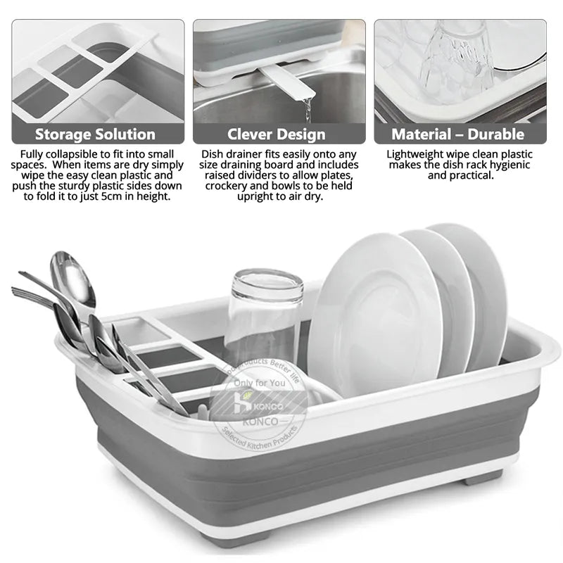 Foldable Dish Rack Kitchen Storage Holder Drainer Bowl Tableware Plate Portable Drying Rack Home Dinnerware Dish Rack Organizer