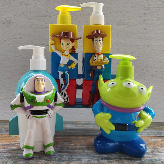 Toy Story Spiderman 320ml Shampoo Bottle  Movie Woody Buzz Lightyear Alien Model Toy Box lotion hand soap bottled