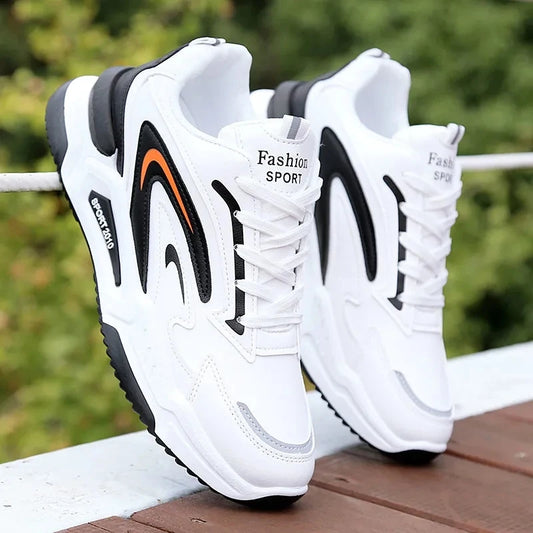 2023 Autumn New Men's Leather Sneakers Fashionable and Comfortable Casual Men's Shoes Outdoor Non-slip Running Shoes