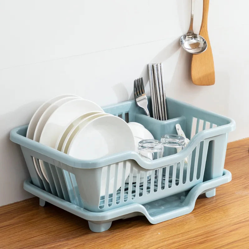 Dish Drying Rack Kitchen Utensils Drainer Rack with Drain Board Countertop Dinnerware Organizer Kitchen storage rack Tools