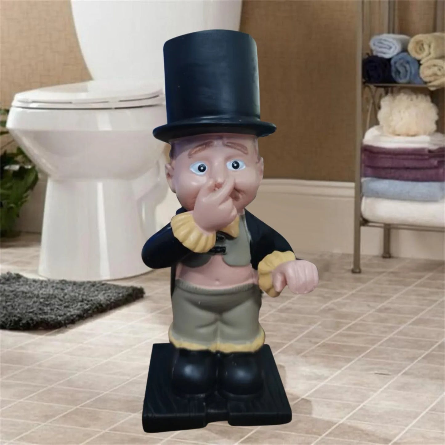 Creative Toilet Paper Holder Spoof Paper Holder Statue Cute Funny Decorative Resin Butler Shape Tissue Stand Rack Toilet Decor