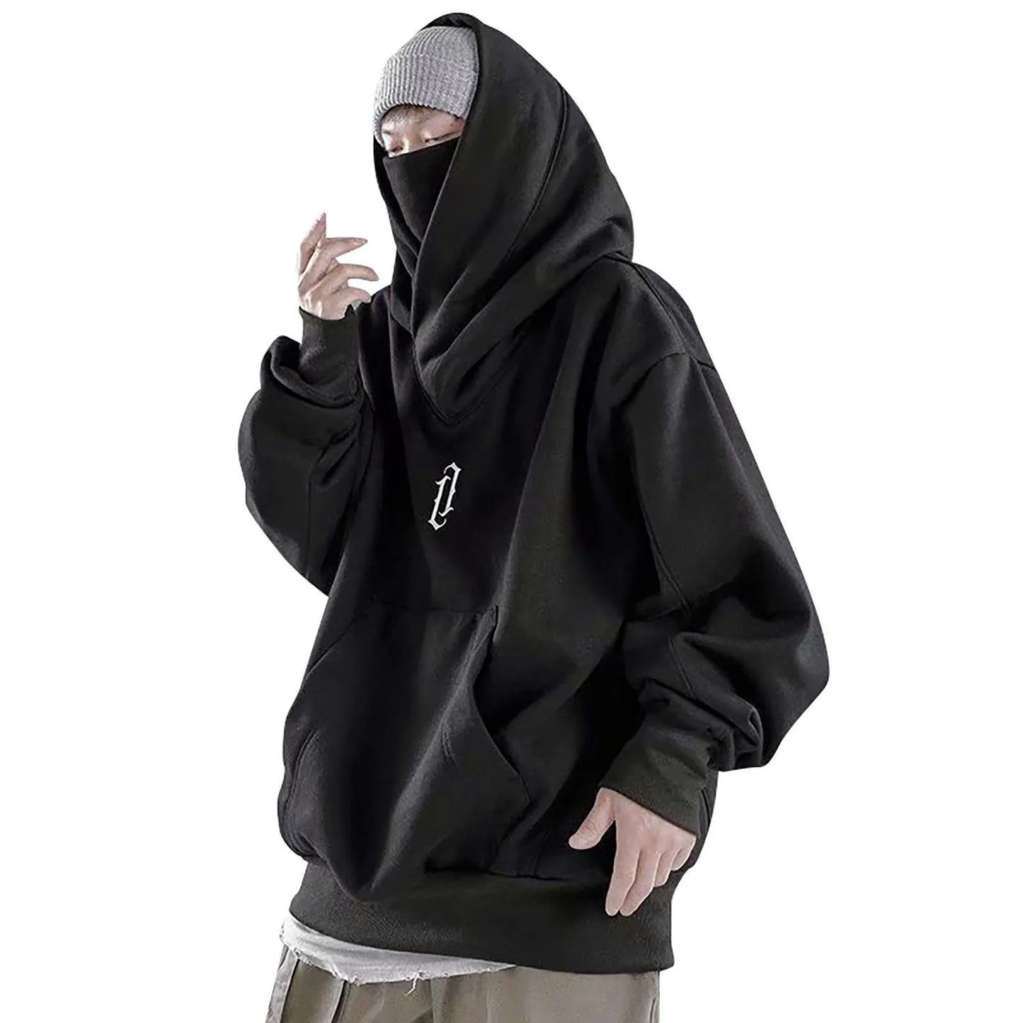 Long Sleeve Hoodie Male Autumn Winter Sweatshirt Pocket Solid High Collar Loose Hoodies Fleece Hooded Sweatshirt For Man Hiphop