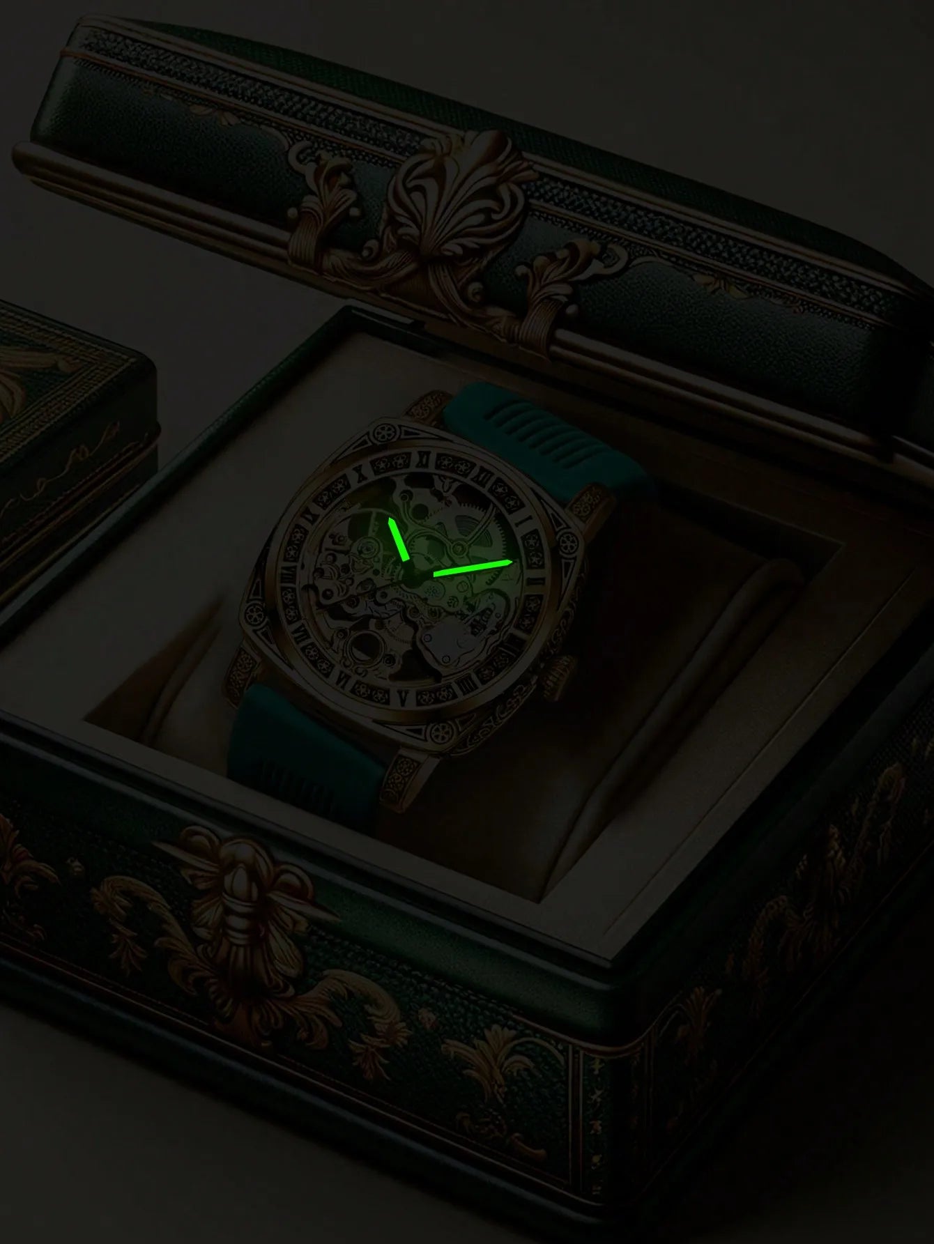 « Montre automatique pour hommes - Design rétro creux avec aiguilles lumineuses, style affaires et loisirs »