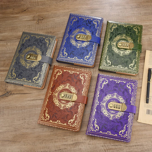 1pc A5 Retro Code Book With Lock Thickened Secret Diary Creative, journal intime  Hand Ledger Student Note Stationery Notebook