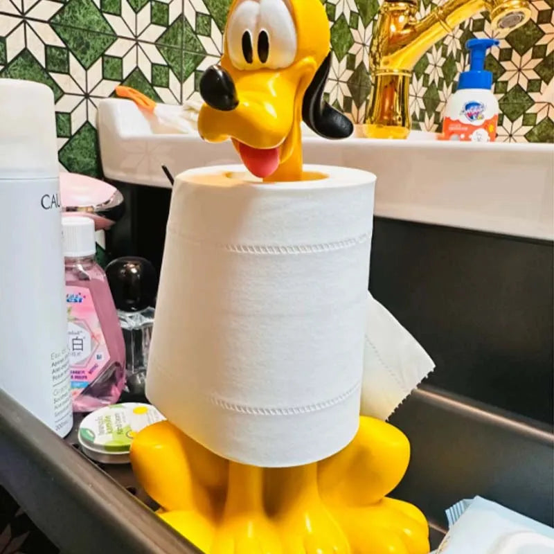 Disney Paper Roll Holder Kawaii Yimitch Bruto Creative Toilet Bathroom Drawing Box Storage Shelf Perforated Resin Decoration