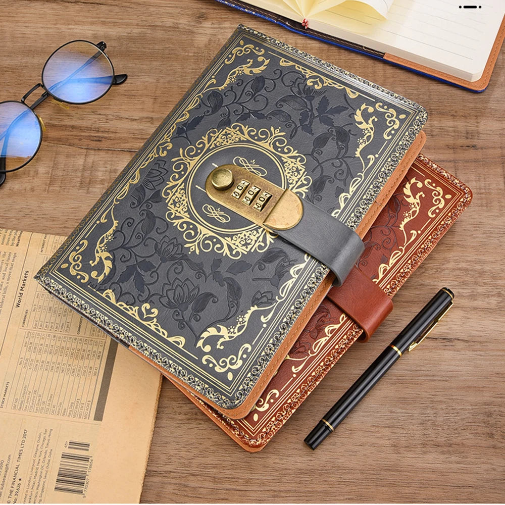 1pc A5 Retro Code Book With Lock Thickened Secret Diary Creative, journal intime  Hand Ledger Student Note Stationery Notebook