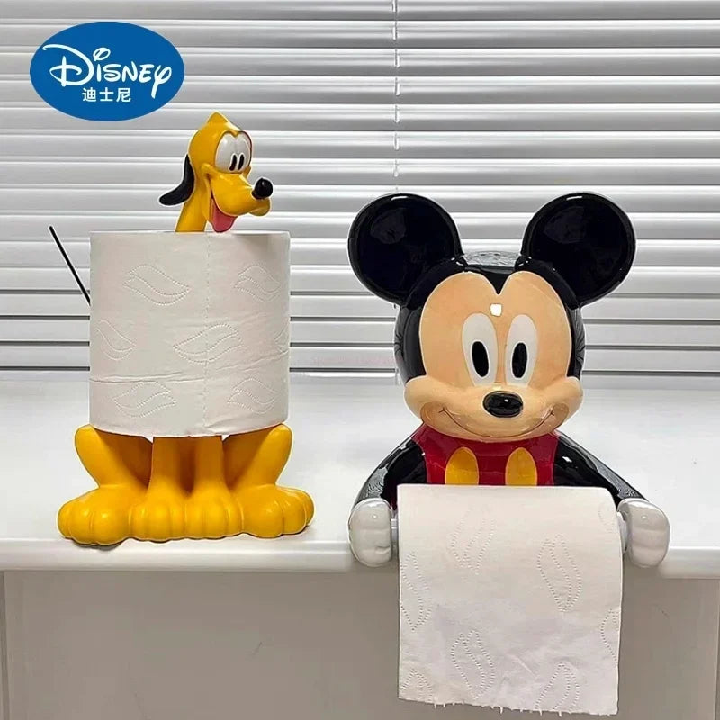 Hot Disney Mickey Mouse Creative Toilet Bathroom Shelf Cartoon Perforation-Free Toilet Paper Wall-Mounted Paper Roller Ceramic