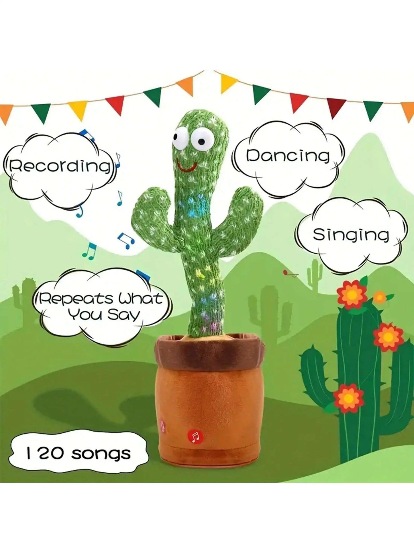 1pc-Danse Jouets De Cactus Parlants Pour Bébés Garçons Et Filles, Chant Mimant L’enregistrement Répéter Ce Que Vous Dites Sunny Cactus Plus