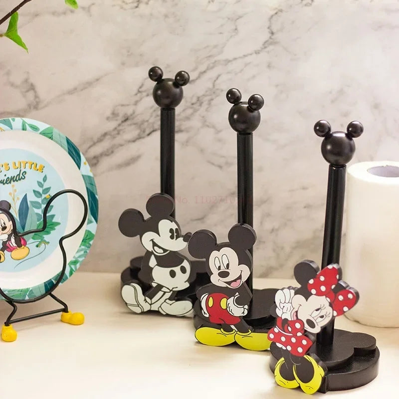 Disney Anime Hobby Mickey Mouse Minnie Creative Kitchen Upright Paper Towel Hanger No Punch Lazy Cartoon Rag Holder Decor Gift