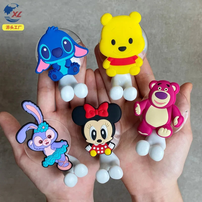 Disney Anime Figure Mickey Mouse Stitch Kids Toothbrush Holder Minnie Mouse Cartoon Wall Mounted Shelf Kitchen Bathroom Toys