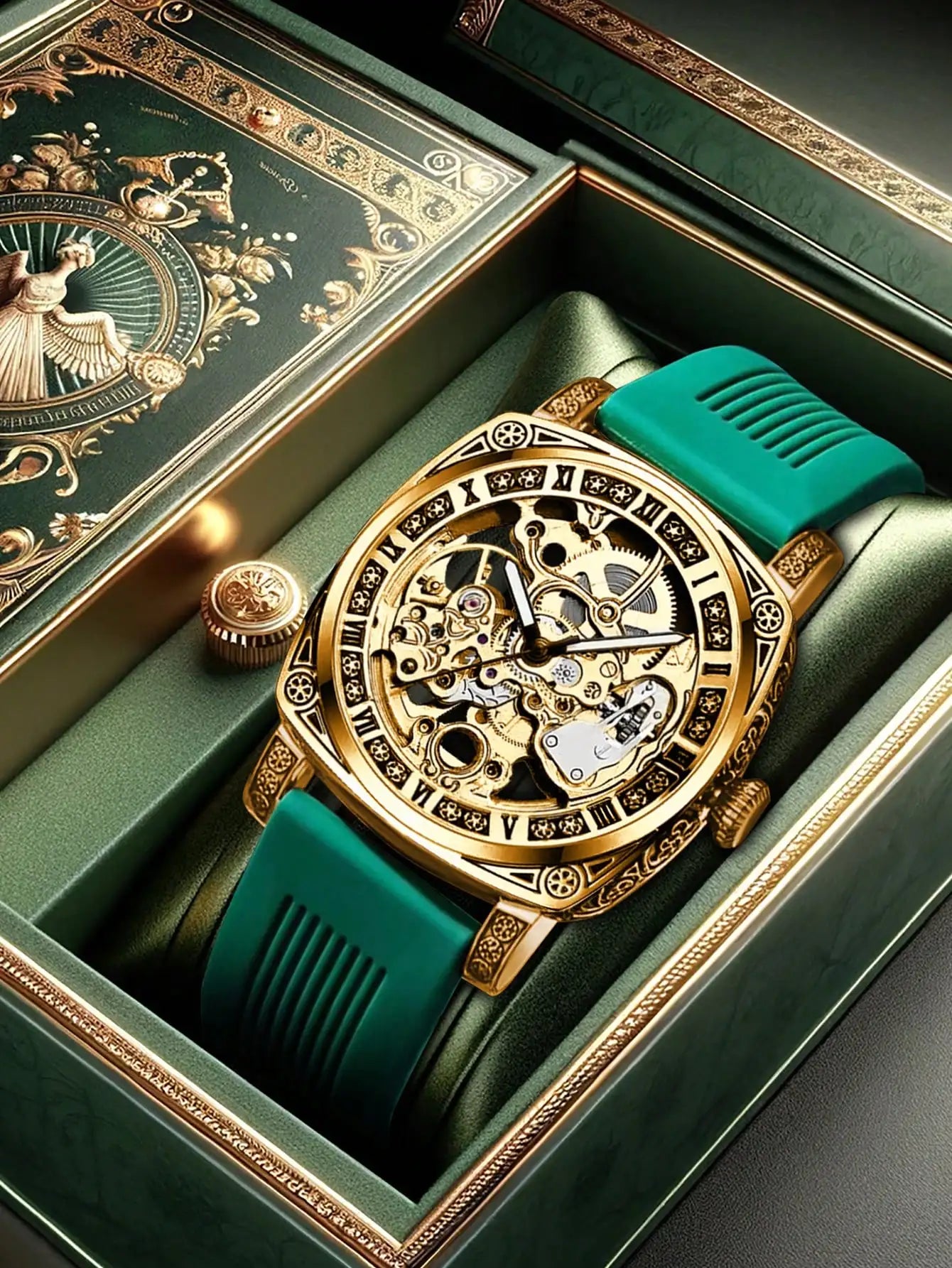 « Montre automatique pour hommes - Design rétro creux avec aiguilles lumineuses, style affaires et loisirs »