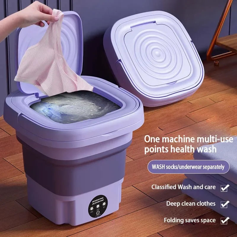 8L Household Washing Machine Portable Foldable Mini Underwear Sock Washing Machine with Automatic Spin Dryer Centrifuge