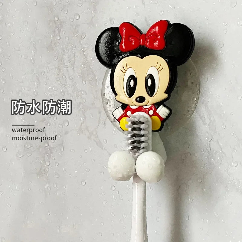 Disney Anime Figure Mickey Mouse Stitch Kids Toothbrush Holder Minnie Mouse Cartoon Wall Mounted Shelf Kitchen Bathroom Toys