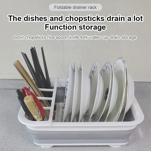 Foldable Dish Rack Kitchen Storage Holder Drainer Bowl Tableware Plate Portable Drying Rack Home Shelf Dinnerware Organizer