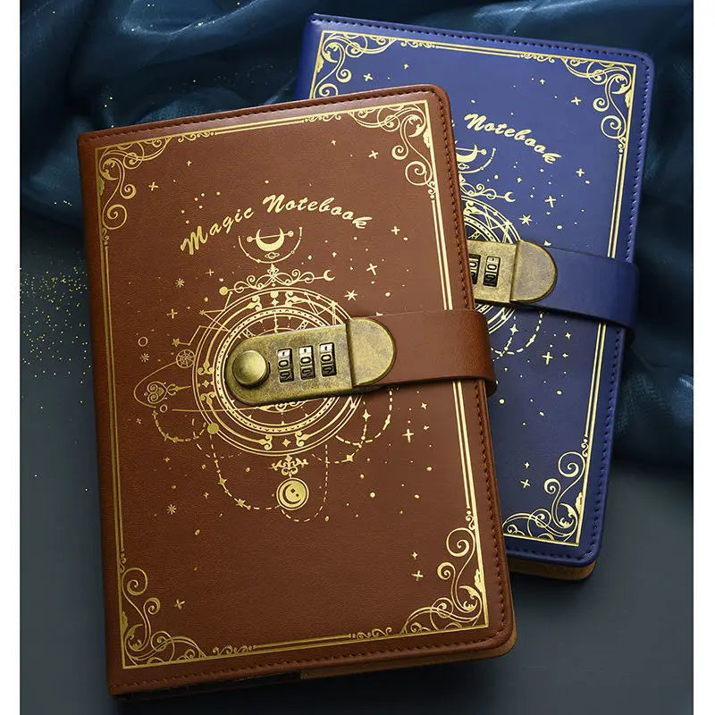 A5 Magic Notebook 200 Pages Vintage Code Book with Lock Diary Thick Durable Stationery Student Office Gifts School Supplies