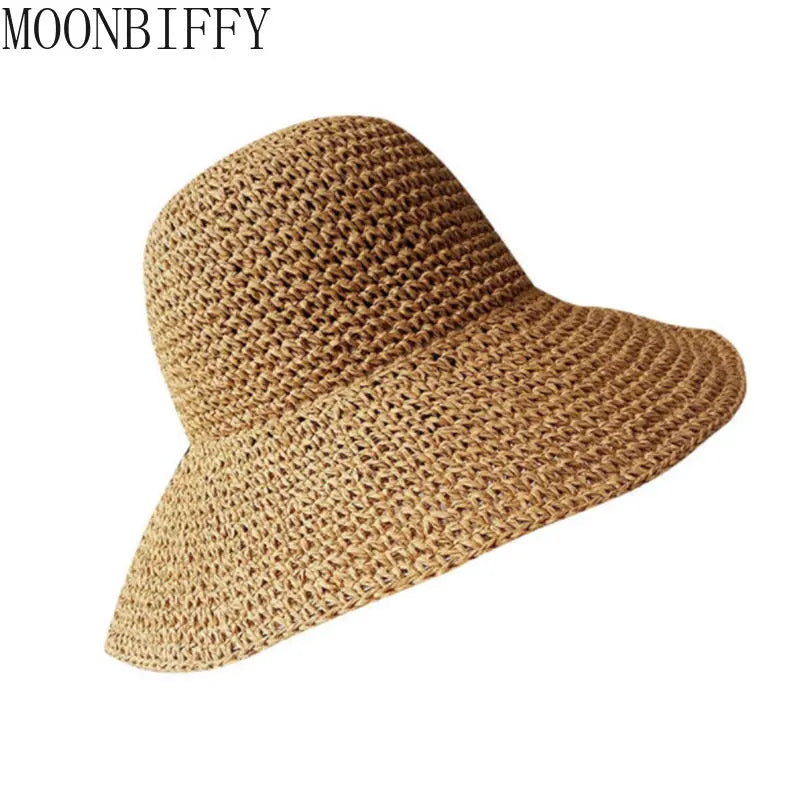 Summer Fashion Women Straw Hat Lady Summer Sun Hat Visor Cap Panama Style Bucket Cap Strawhat Beach Hat Femme Shade Hat