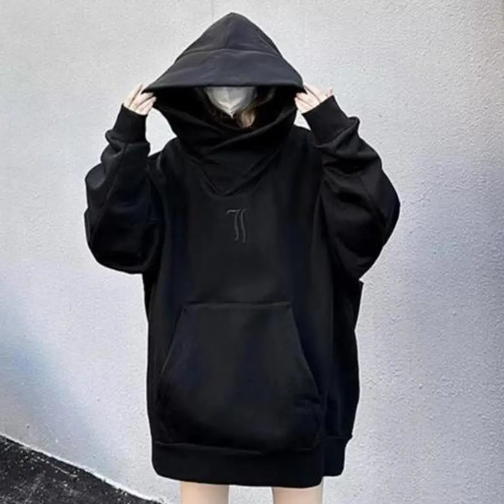 Autumn Winter High Collar Hoodie Pullover Loose Men Coat Tops Harajuku Hiphop Gothic Outwear Streetwear Fleece Hooded Sweatshirt