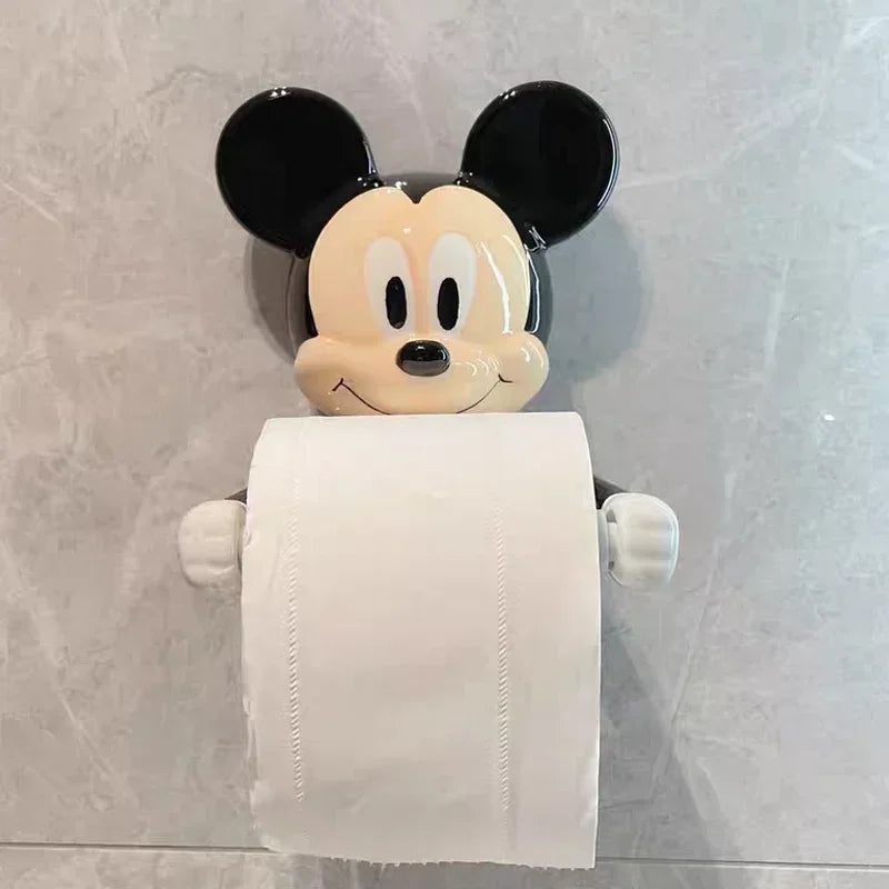 Hot Disney Mickey Mouse Creative Toilet Bathroom Shelf Cartoon Perforation-Free Toilet Paper Wall-Mounted Paper Roller Ceramic