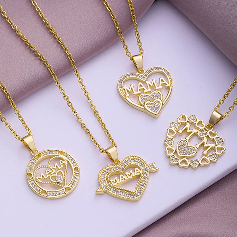 Mother's Day Mama Letter Pendant Necklace For Women Stainless Steel Mom Nameplate Clavicle Chain Choker Personality Jewelry Gift