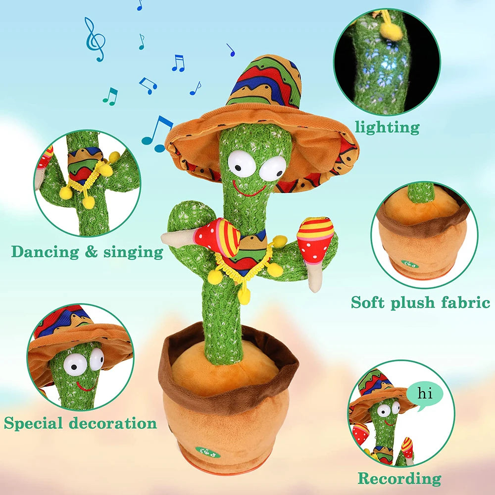 Talking Cactus Baby Toy Dancing Cactus répète ce que vous dites pour les enfants avec des chansons anglaises Jouet dansant pour cadeau Toddle Girls Boys